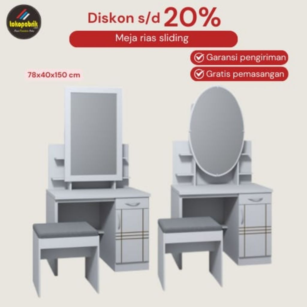 Meja Rias Kaca Geser Minimalis Modern / Meja Rias Kaca Slide / Lemari Rias Murah Ciamis Tasikmalaya 