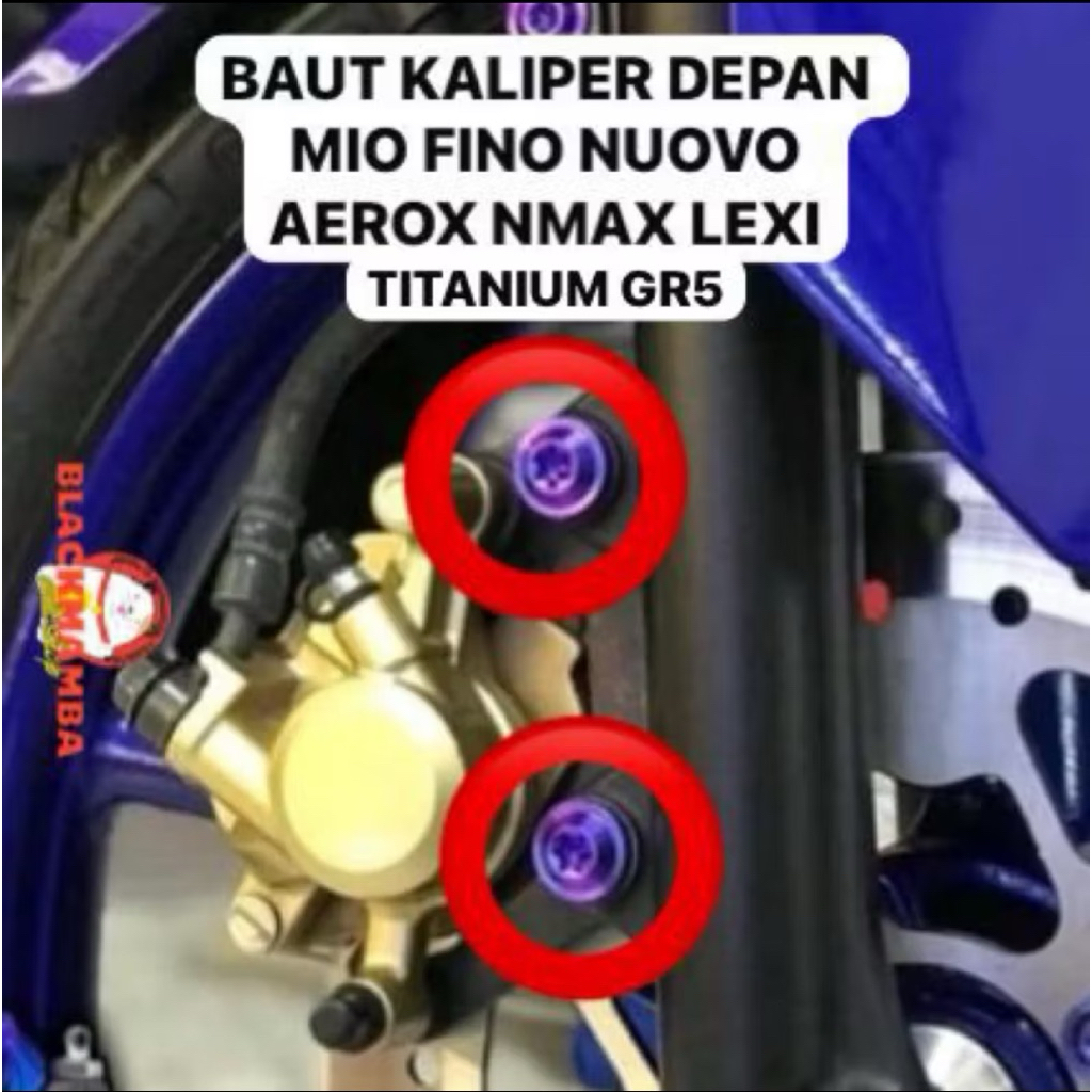 (TITANIUM)BAUT BREKET KALIPER TITANIUM MIO FINO NUOVO AEROX NMAX LEXI