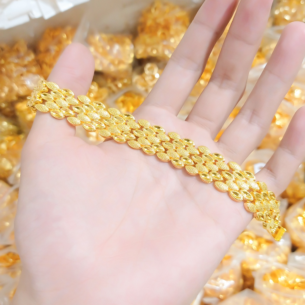 Gelang Wanita Dubai Kuning Hongkong Daun Cantik Mewah Berkelas Kuning 24k