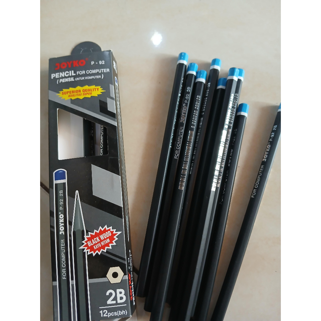 

( 1 BOX ) Pensil 2B Joyko P-92 / Pensil Joyko Black wood color / Pensil 2B joyko hitam / Pensil 2B murah TERBARU