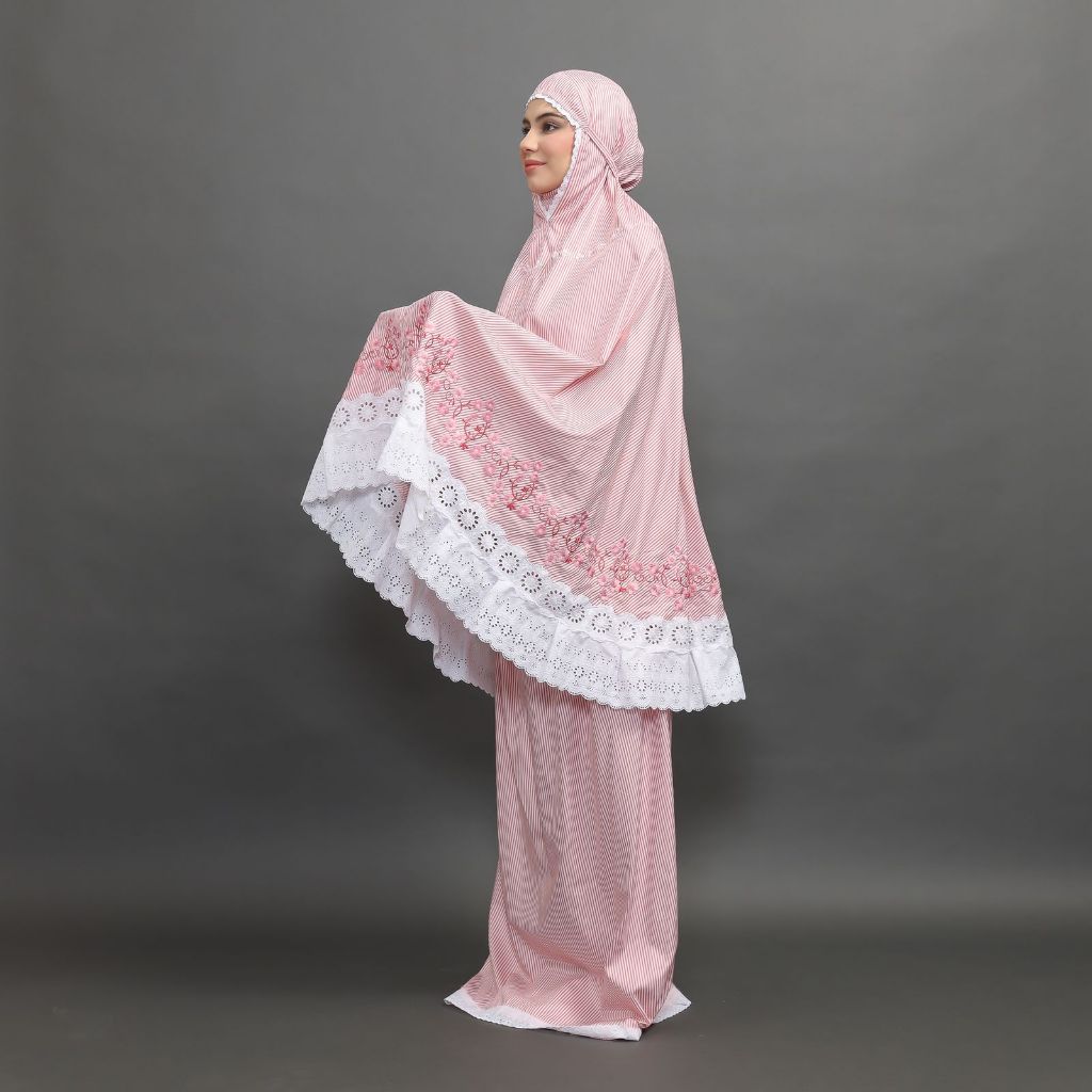Mukena Mariana Dusty Pink / Mukena Padang Katun Paris Full Bordir