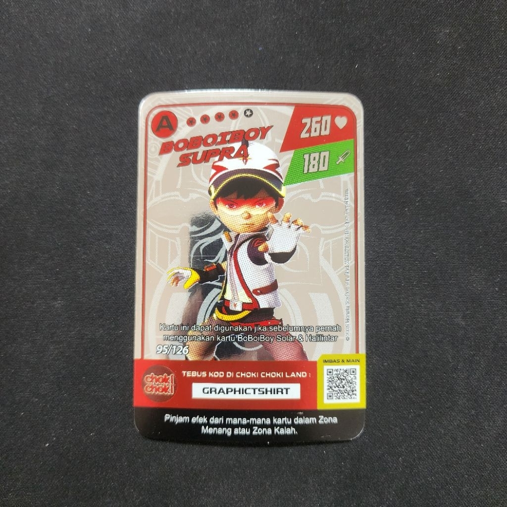 Kartu Rare Boboiboy Choki Choki Silver Card - Boboiboy Supra (A Rank Card) (Monsta Galaxy Card x Cho