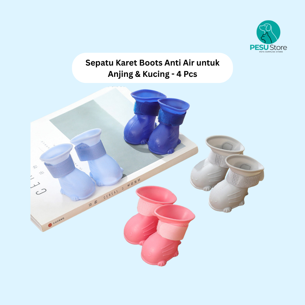 Sepatu Karet Boots Anti Air untuk Anjing & Kucing - 4 Pcs