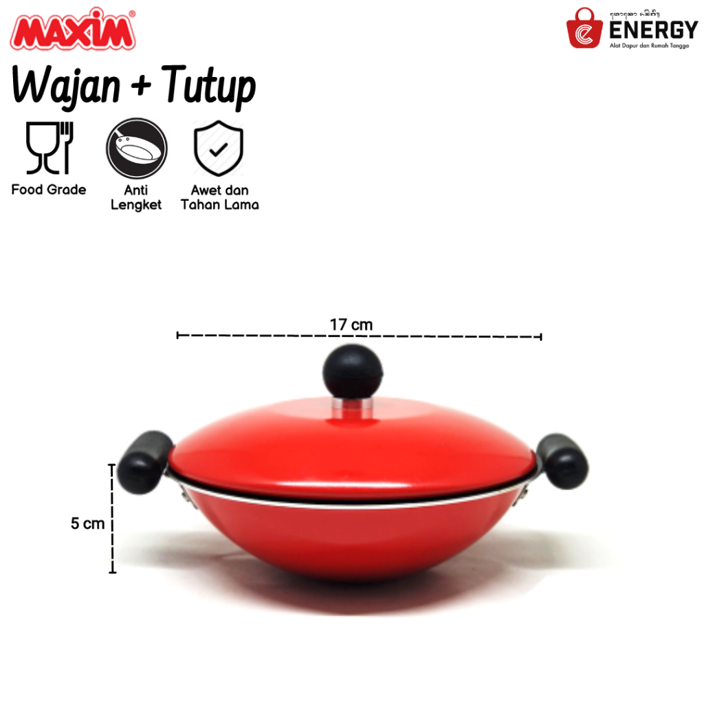 Maxim Valentino Mie Wok 17 cm/Maxim Mie Wok 17cm /Wajan Kecil Dengan Tutup