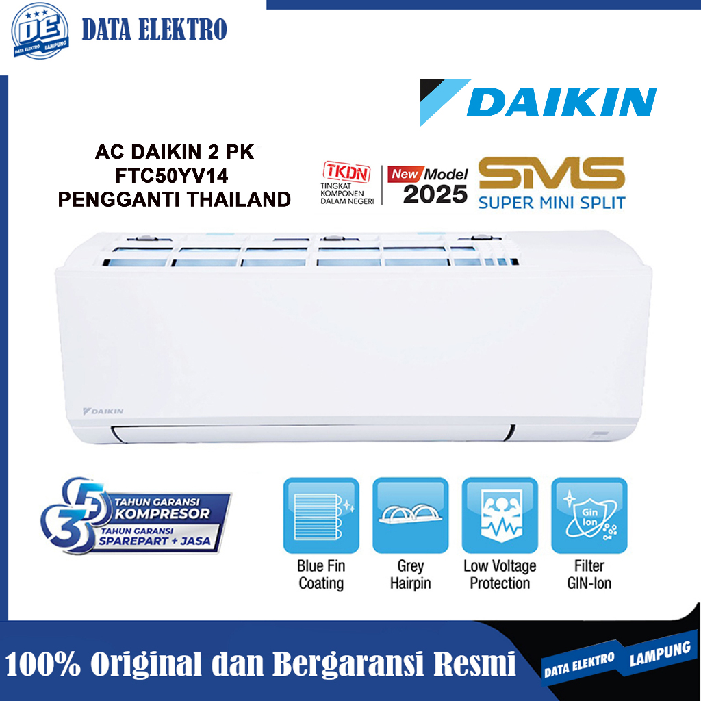 AC DAIKIN 2PK FTC50YV14 AC SPLIT 2 PK SUPER MINI SPLIT SERIES STANDARD - PENGGANTI THAILAND