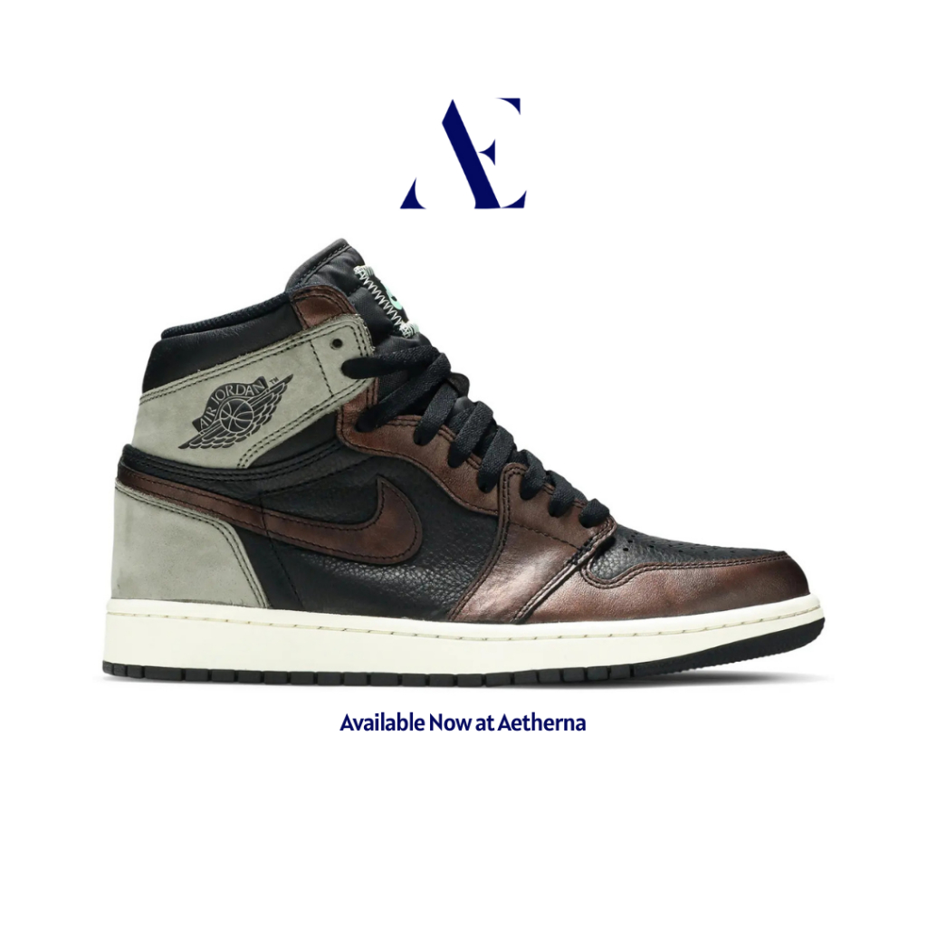 Aetherna. - Sepatu Sneakers Air Jordan 1 Retro High OG Light Army Rust Shadow Patina Black Grey Auth