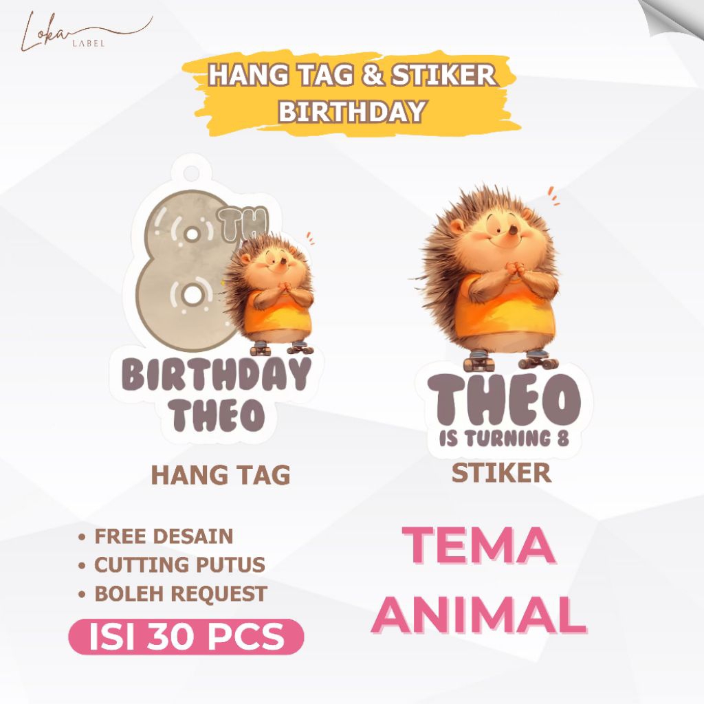 

(30Pcs) Stiker & Hang Tag Ulang Tahun Anak | Tema ANIMAL