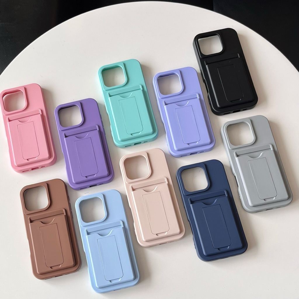 Slot Card Standing Case For iPhone 11 12 13 14 15 16 PRO MAX PLUS Hard Casing