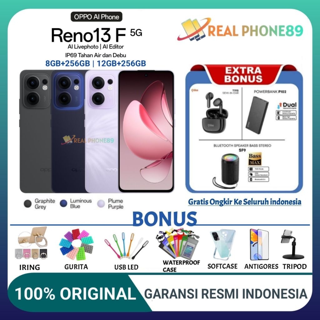 OPPO RENO 13F 5G NFC (8GB+256GB)  (12GB+256GB) RENO 13 F 5G | Reno 13F 4G 8/256 GARANSI RESMI OPPO I