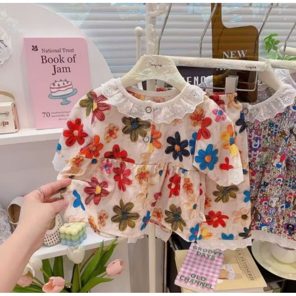 Piyama 3D Bunga Renda