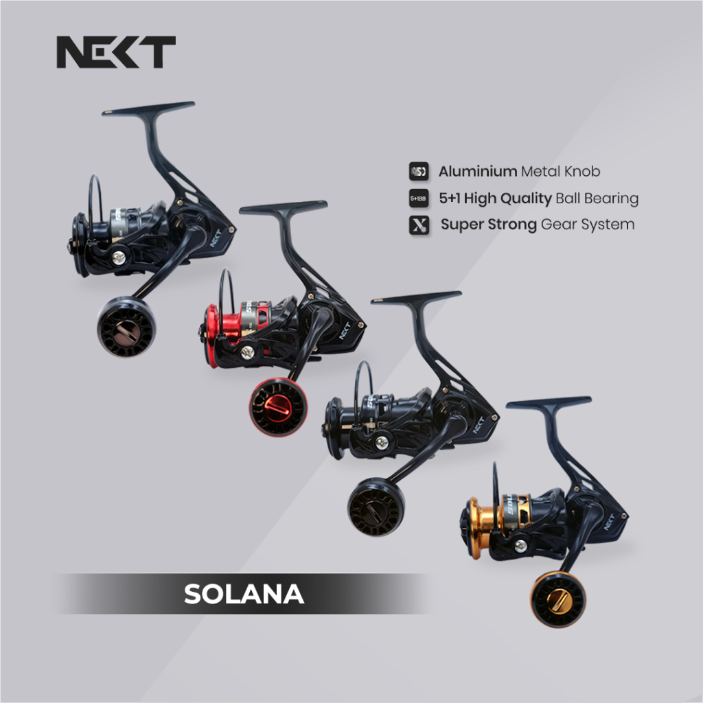 Reel Pancing NEXT SOLANA Spinning Reel 5+1 BB Aluminium Handle Drag Kuat