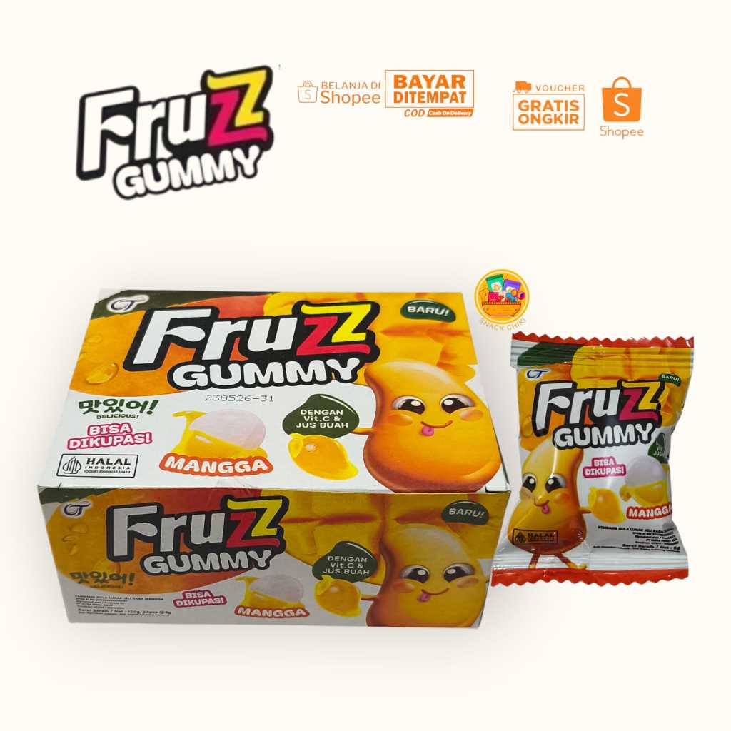 FRUZZ GUMMY KEMBANG GULA LUNAK JELI RASA MANGGA DENGAN VITAMIN C  1 BOX 24 PCS