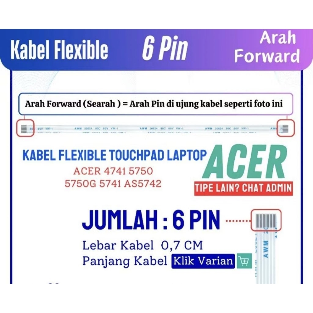 kabel flexibel touchpad mouse ACER 4741 5750G 6 PIN searah