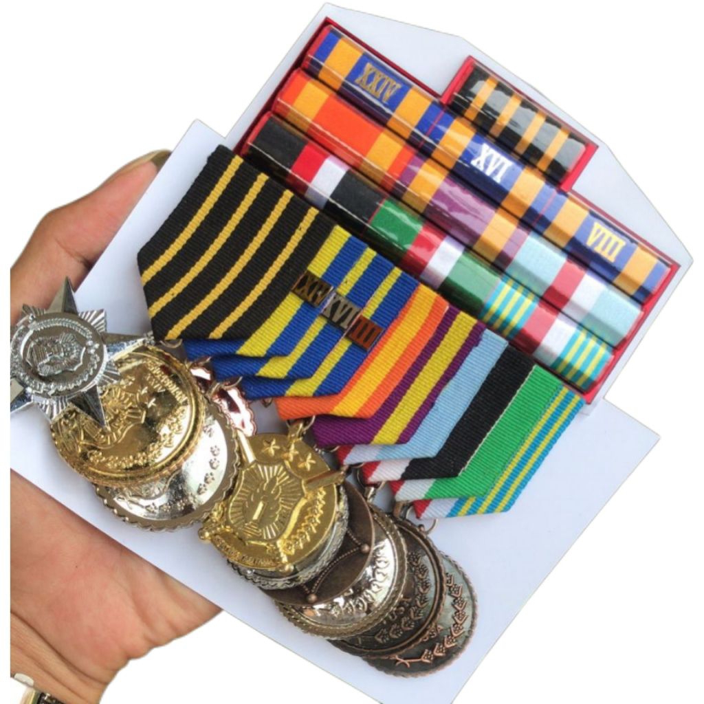 PDH dan PDU Medali TANDA JASA, Pakaian Dinas Harian / Upacara, PITA JASA, SATYA LENCANA POLRI/BRIMOB