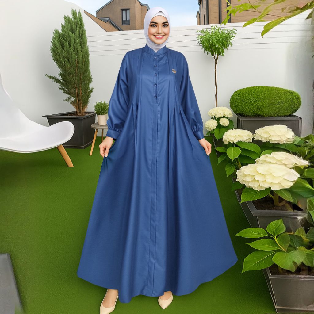 gamis biru dongker/gamis polos/gamis katun toyobo/gamis santri/gamis adem/gamis toyobo