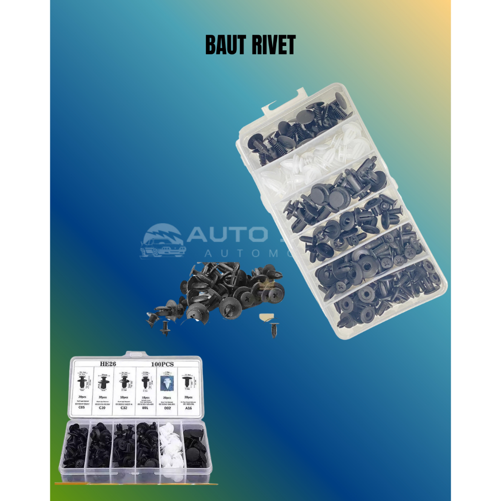Klip Baut Rivet Mobil/Klip Baut Rivet/Klip Baut Body Mobi 6 In 1/Klip Bemper/Klip Body Plastik/Rivet