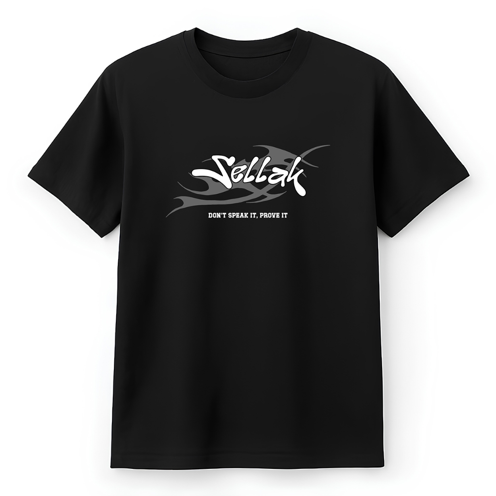 KAOS SELLAK - Rumbink Kaos Reflektif [Sablon Reflective/Menyala | Black | Mellok Series] Kaos kata-k