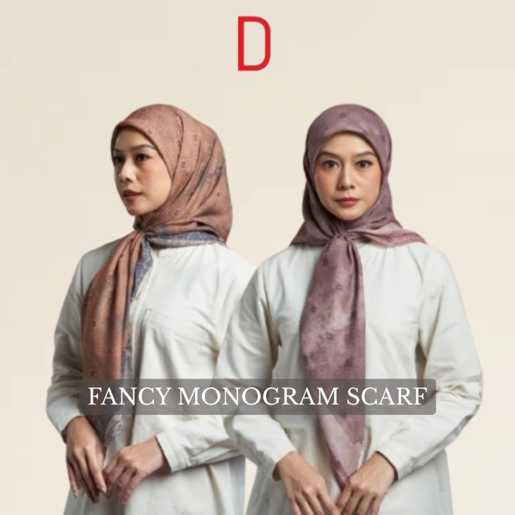 Hijab Dauky Motif Fancy Monogram Scarf Voal Dauky Terbaru