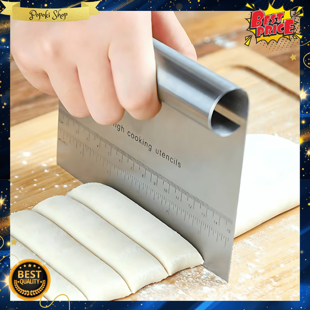 POPOKI Alat Pemotong Kue Stainless Steel/ SCRAPER STAINLESS FONDANT SCRAP KUE PIZZA CHEF CUTTER PISA