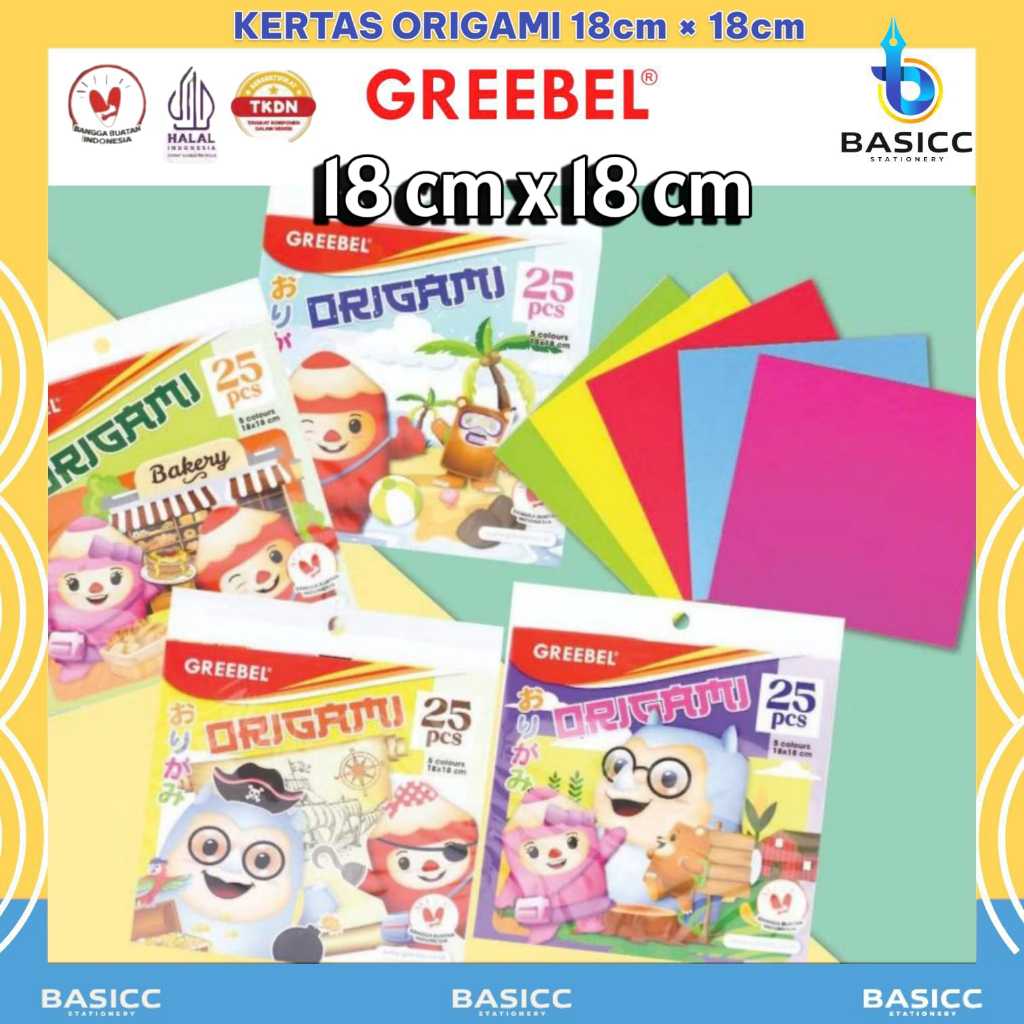 

Greebel Kertas Lipat Origami 18x18 cm Paper Craft 5 Warna | @1Set=25Lbr