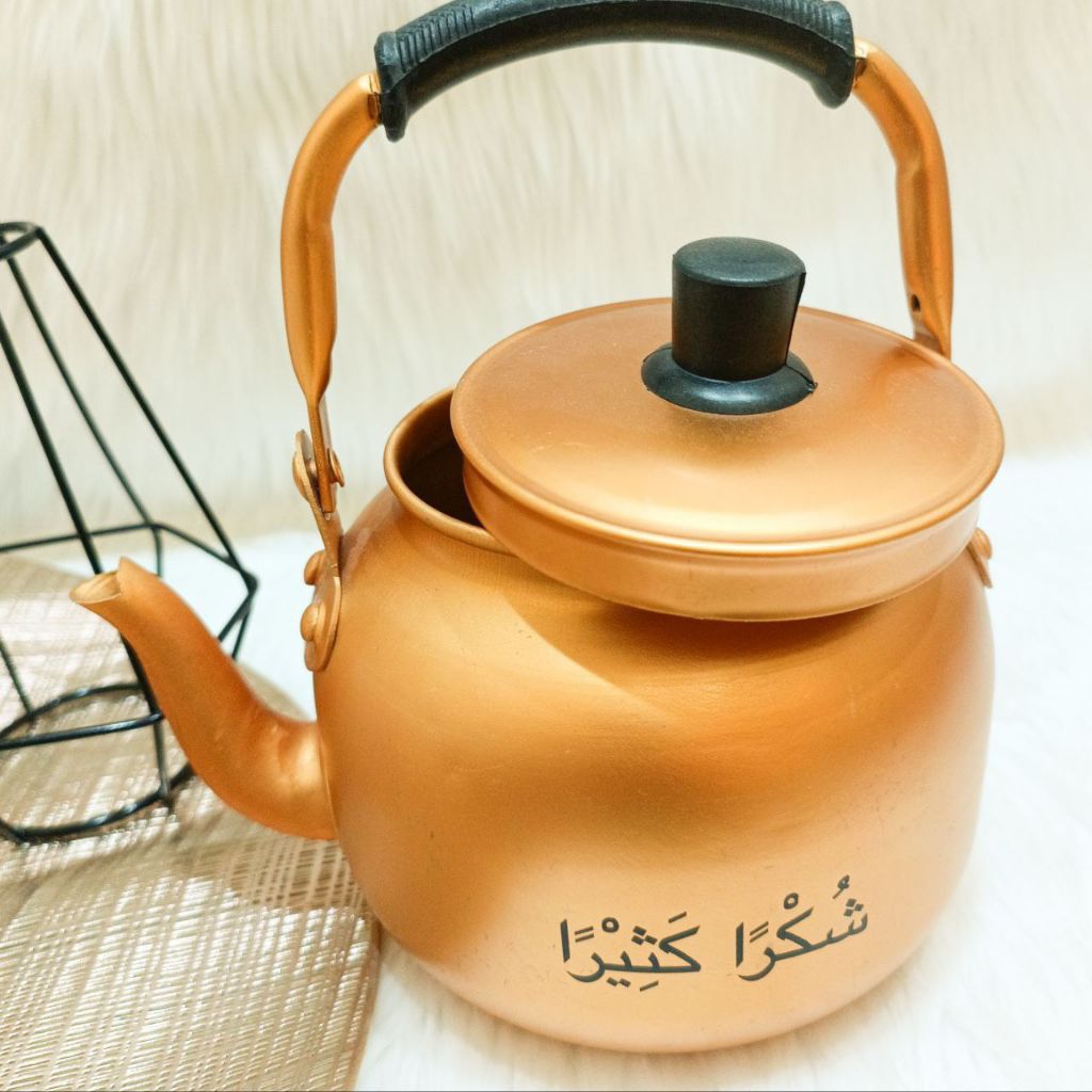 Kaffah ~ (Grosir 10pcs) Teko Kuning 1L  Teko 1,5 L Teko 2L  || Kuning Gold Aluminium || Teko Khas Ar