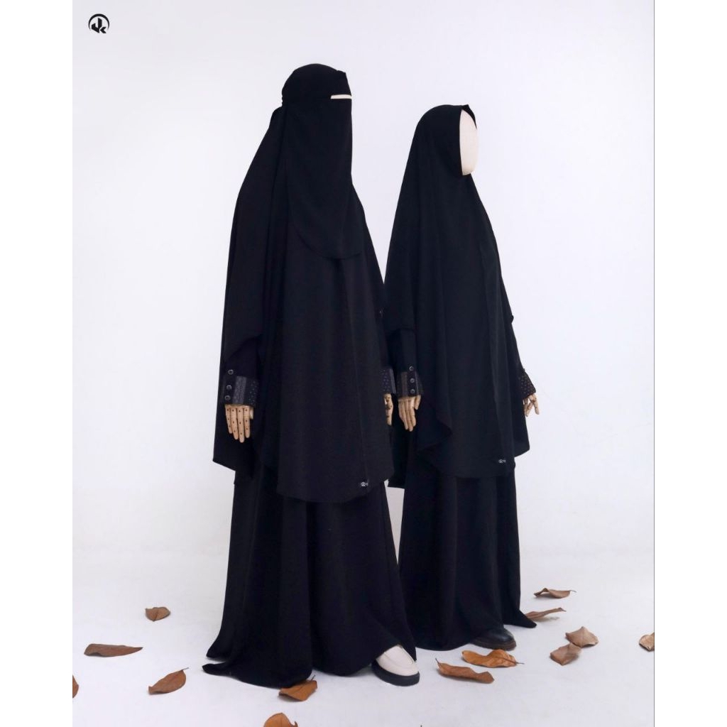ABAYA JETBLACK SET JILBAB NONPET JETBLACK AZZAHRA STORE