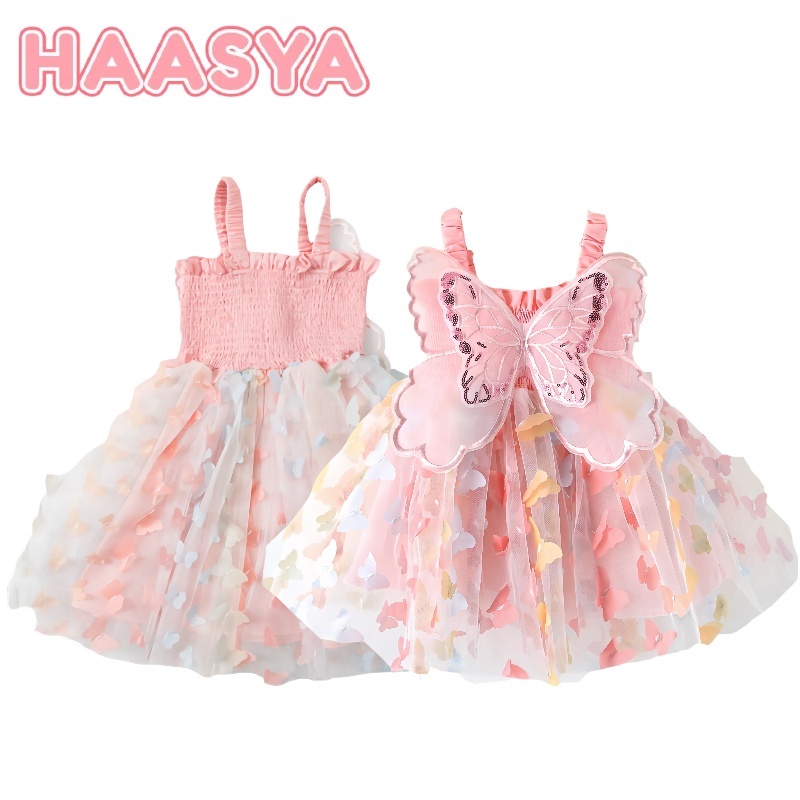 HAASYA KIDS Rok kupu-kupu anak-anak Gaun ulang tahun rok tulle gaun malam rok bunga berlapis-lapis R
