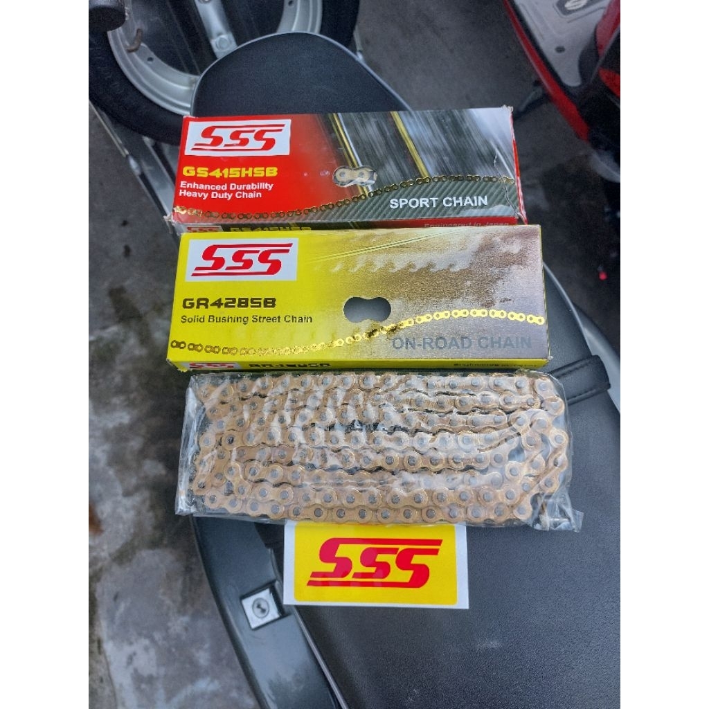 RANTAI MOTOR TRIPLE S GOLD SSS 415 DAN 428 130L UNTUK SEMUA MOTOR