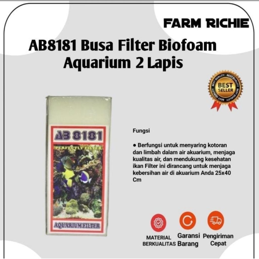 AB8181 Busa Filter Biofoam Aquarium 2 Lapis Perfectly Filter 33x12.5Cm