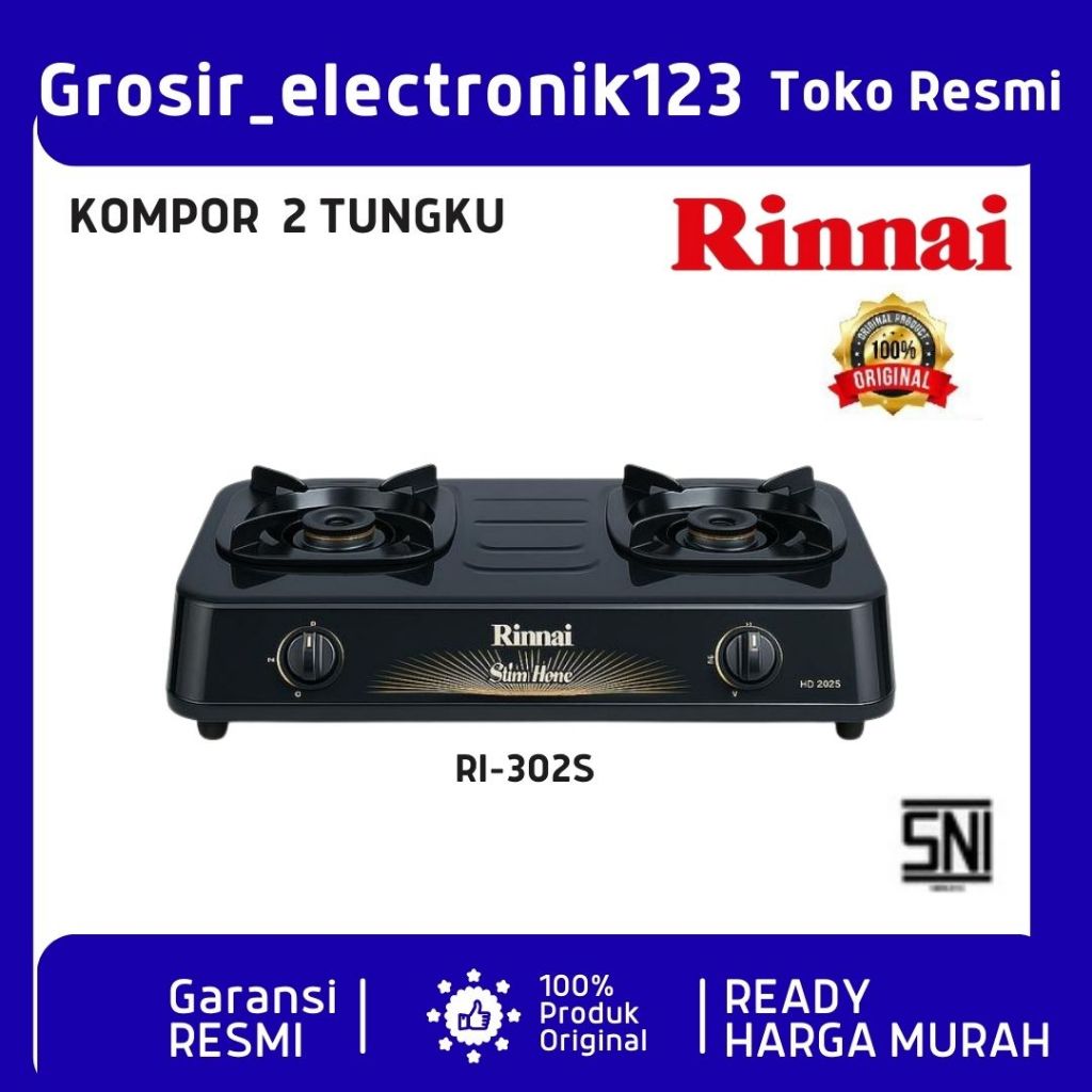 Rinnai Kompor Gas 2 Tungku Ri 302s - Rinnai RI-302S Kompor Gas 2 Tungku Rinnai RI 302 S