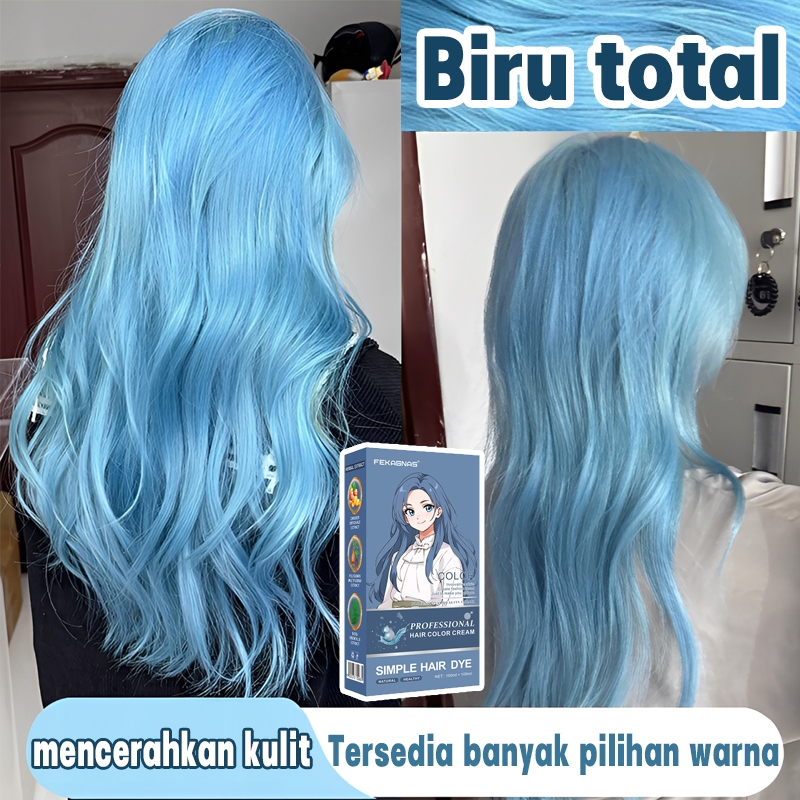 [Pengiriman Cepat,COD]FEKAGNAS Hair Color Biru total,Perlu bleach,Tanpa Amonia,rambut tetap lembut s