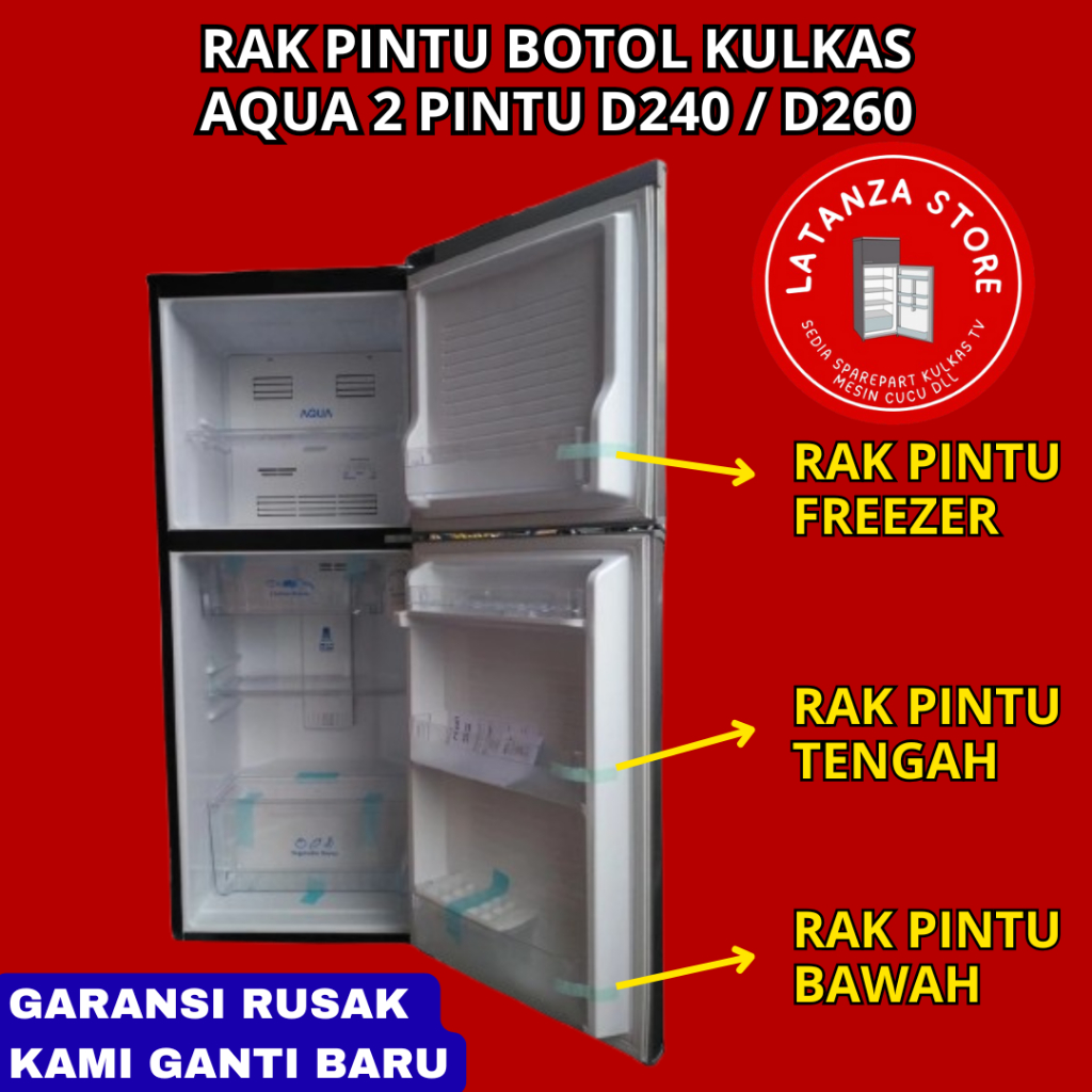 Rak Botol Pintu Kulkas Aqua 2 Pintu AQR-D240 AQR-D260 CUSTOM AKRILIK Rak Pintu Kulkas Aqua 2 Pintu D