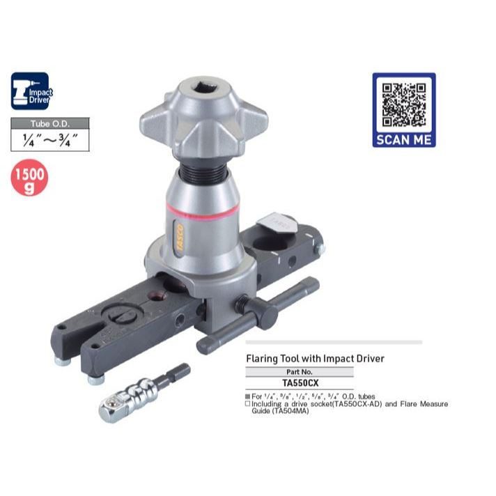 TASCO TA550CX Flaring tool with impact driver alat flaring dengan bor impact R410a R32 daikin asli j