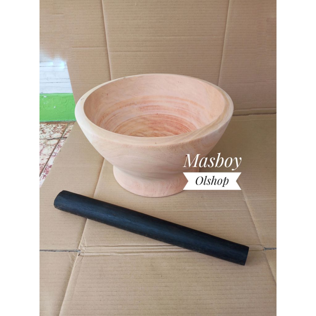 Lumpang Kayu Jumbo 30 Cm / Dulang Kayu Jadul / Alu Tumbukan Tradisional / Halu Kayu Aren