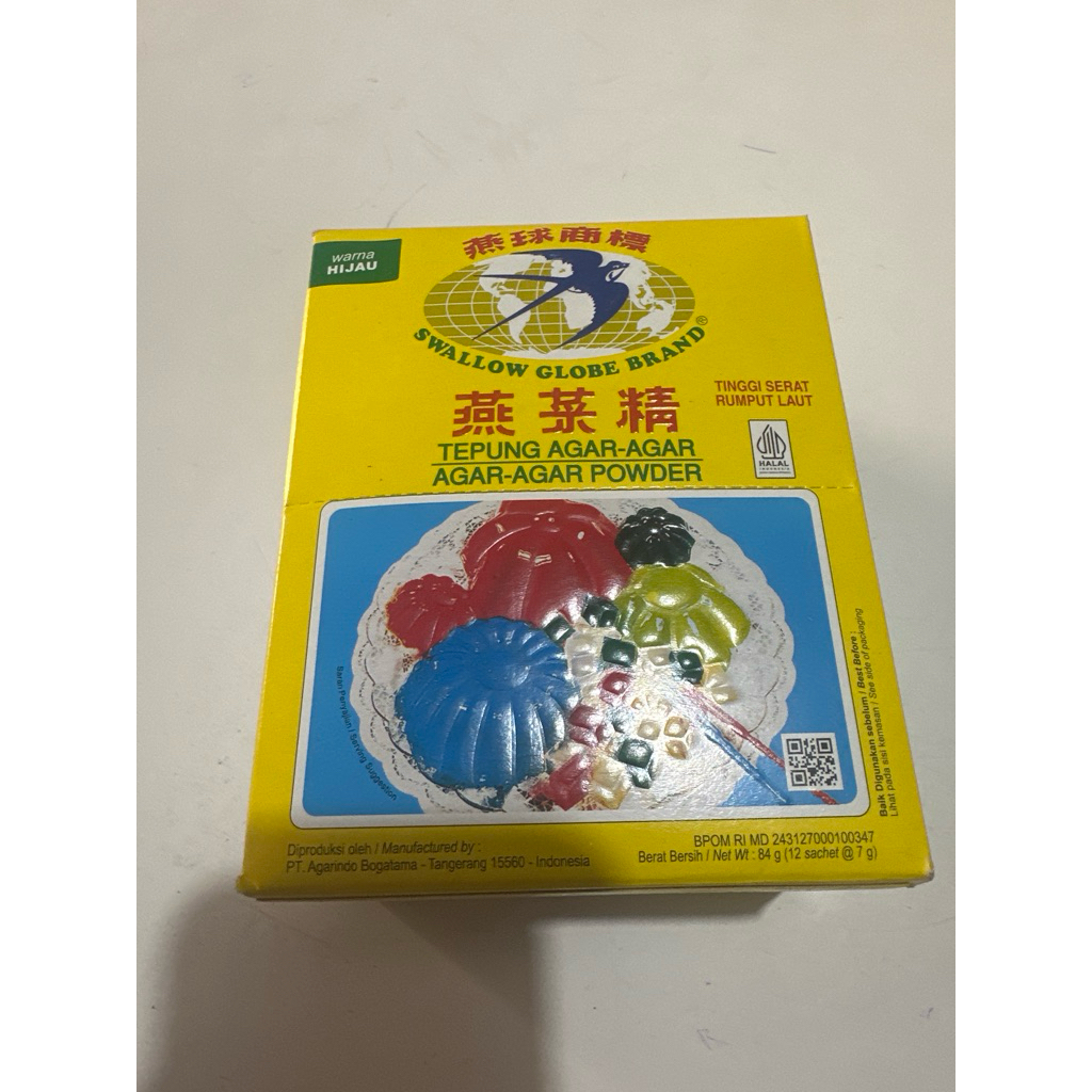 

tepung agar agar swallow globe warna