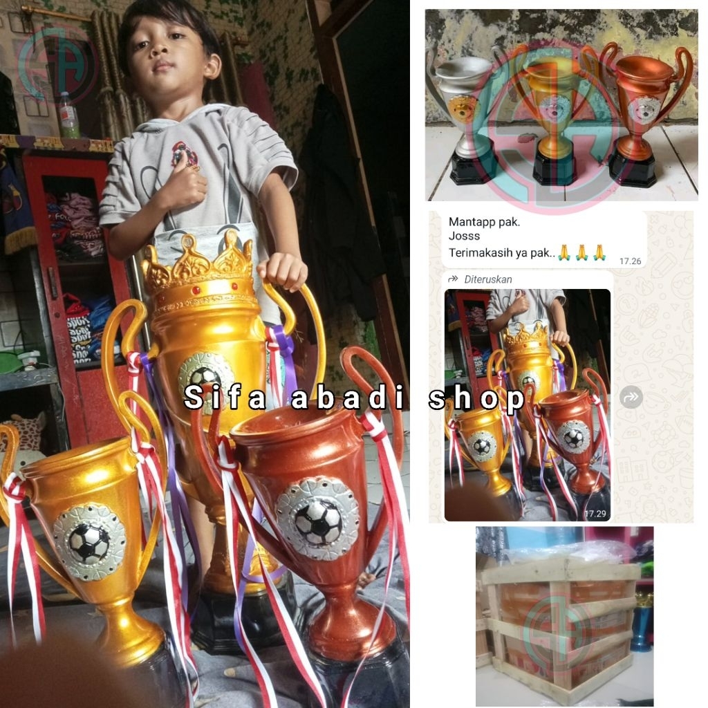 Piala sepak bola Champions / Piala Ucl warna Silver 35cm