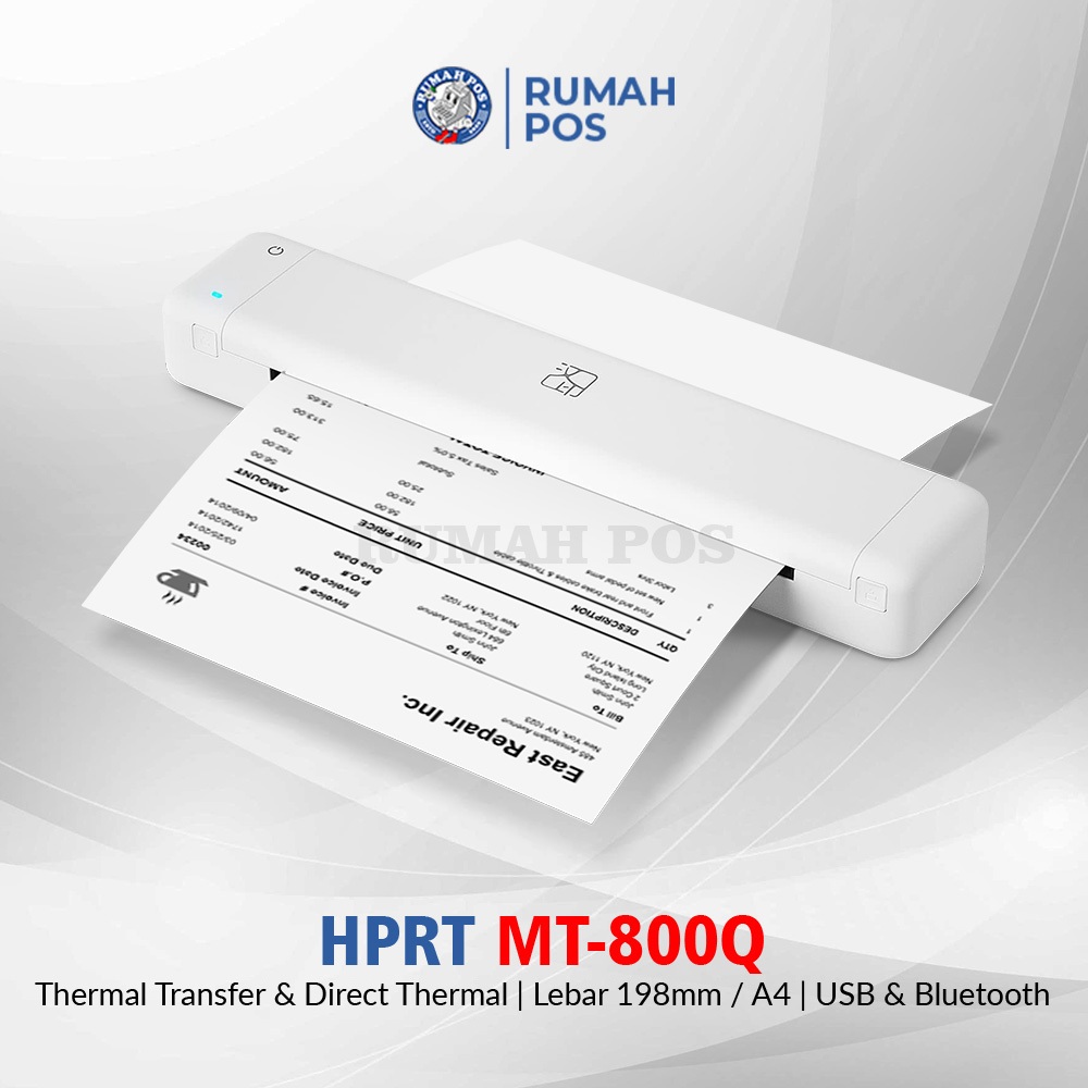 HPRT MT800Q Printer Portable Print Cetak Kertas Thermal A4 Bluetooth USB MT-800