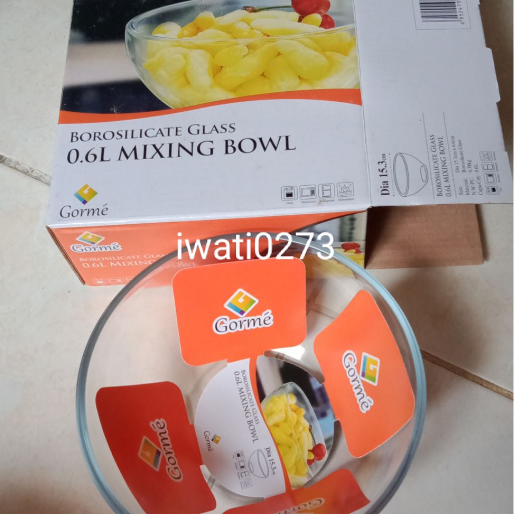 GORME MANGKOK KACA BOROSILICATE GLASS 0,6 L MIXING BOWL ORI