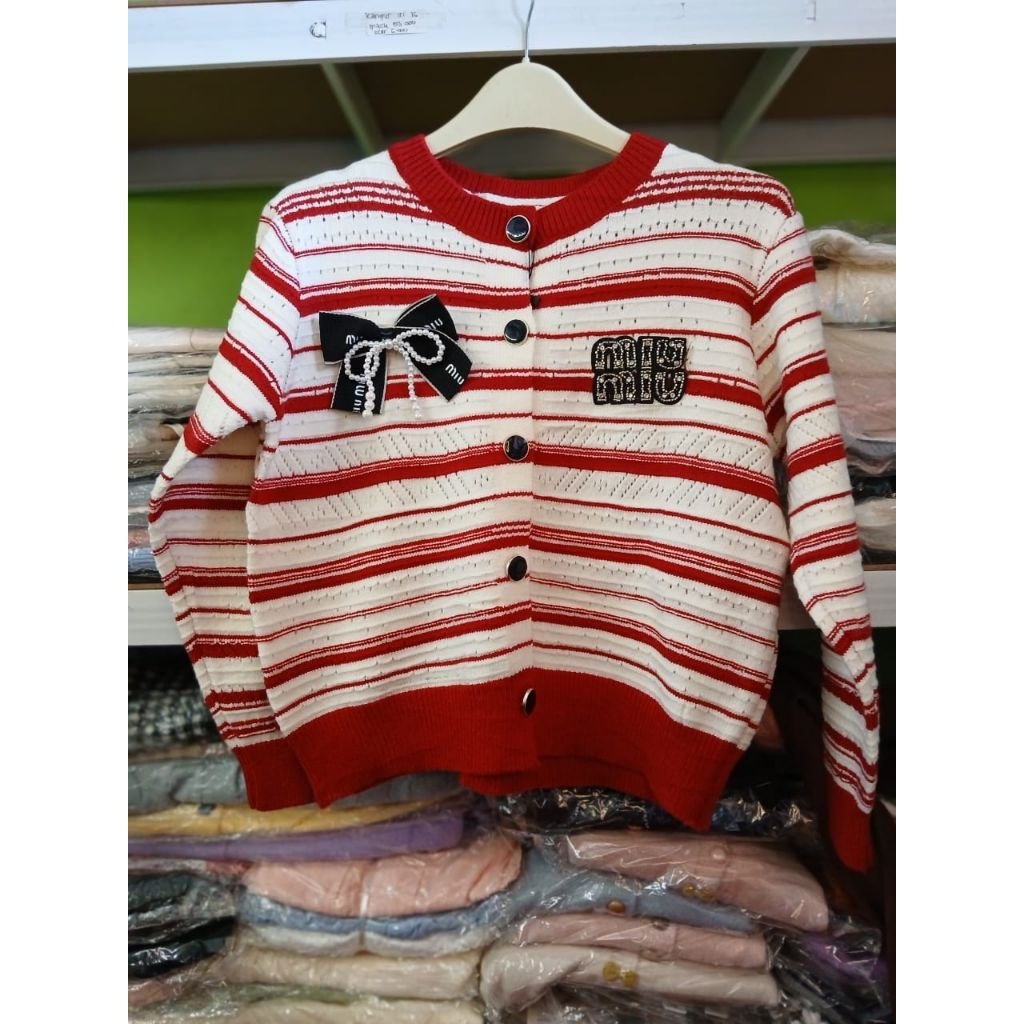 rajut Cardi Miu Miu ada pita