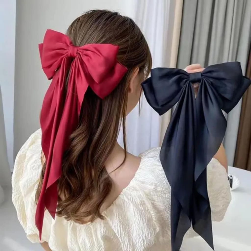 Jepit rambut pita besar / Pita korea pita panjang / pita besar kain satin