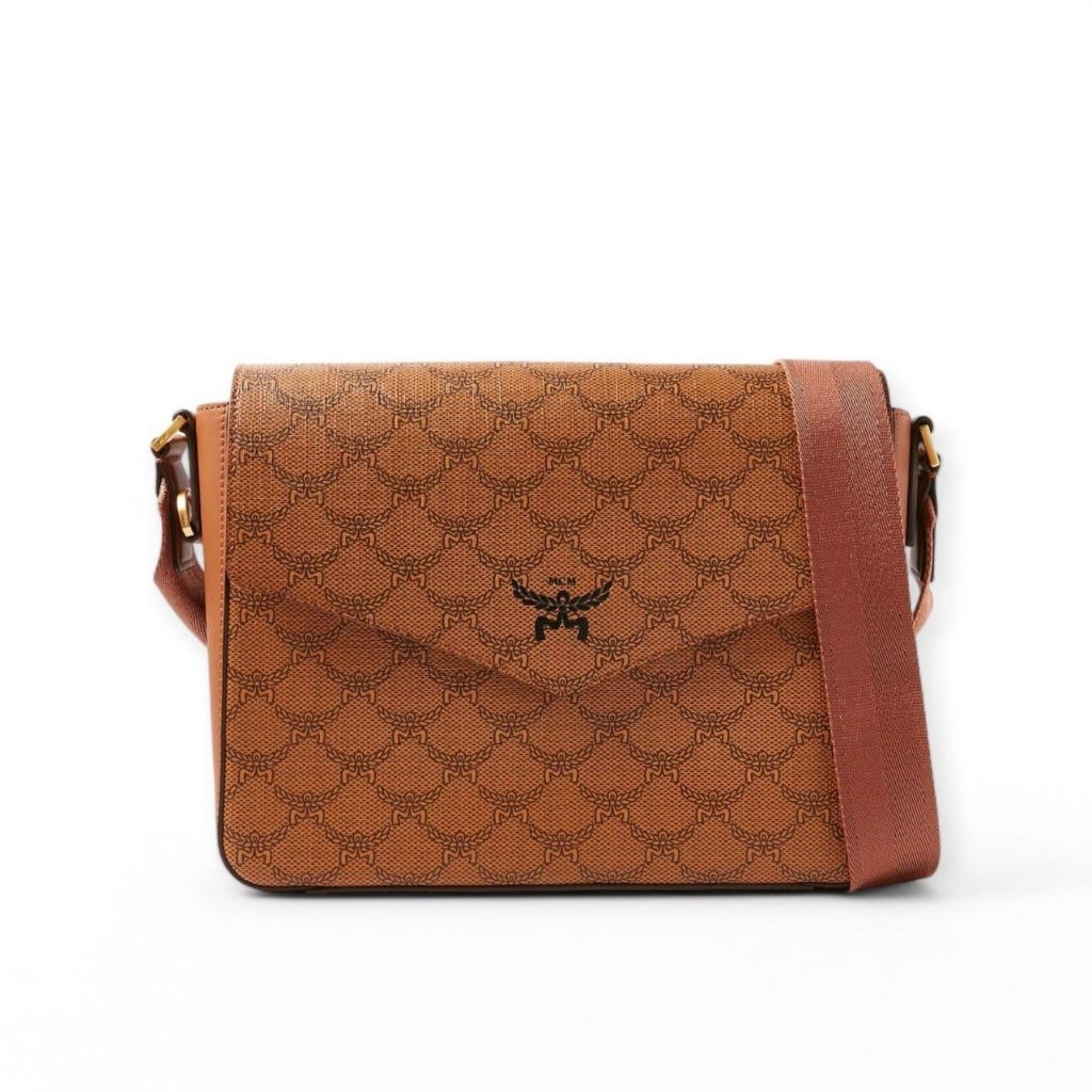 MCM Small Himmel Lauretos Messenger Bag Cognac