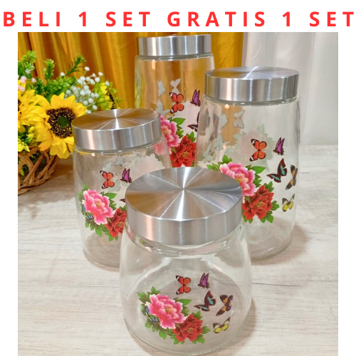 Mossiva  MS - 7097 - A Toples Kaca BELI 1 SET GRATIS 1 SET Premium  4PCS Motif / Toples Lebaran / Ba