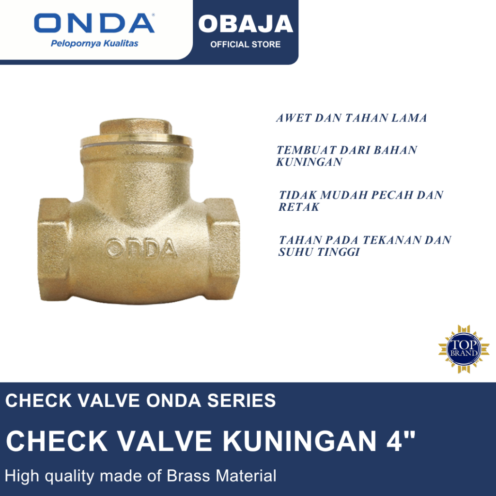 Onda Check Valve 4" Onda / Klep Tembok Kuningan 4" / Swing Check Valve Onda