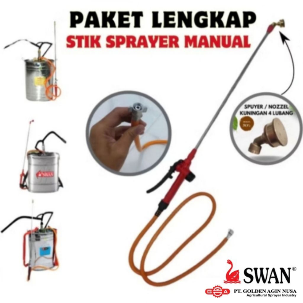 Stik Original Swan Manual Sa14 Sa17 Ga14 / Paket Lengkap  Stik Hendel Selang nozel kuningan lubang 4