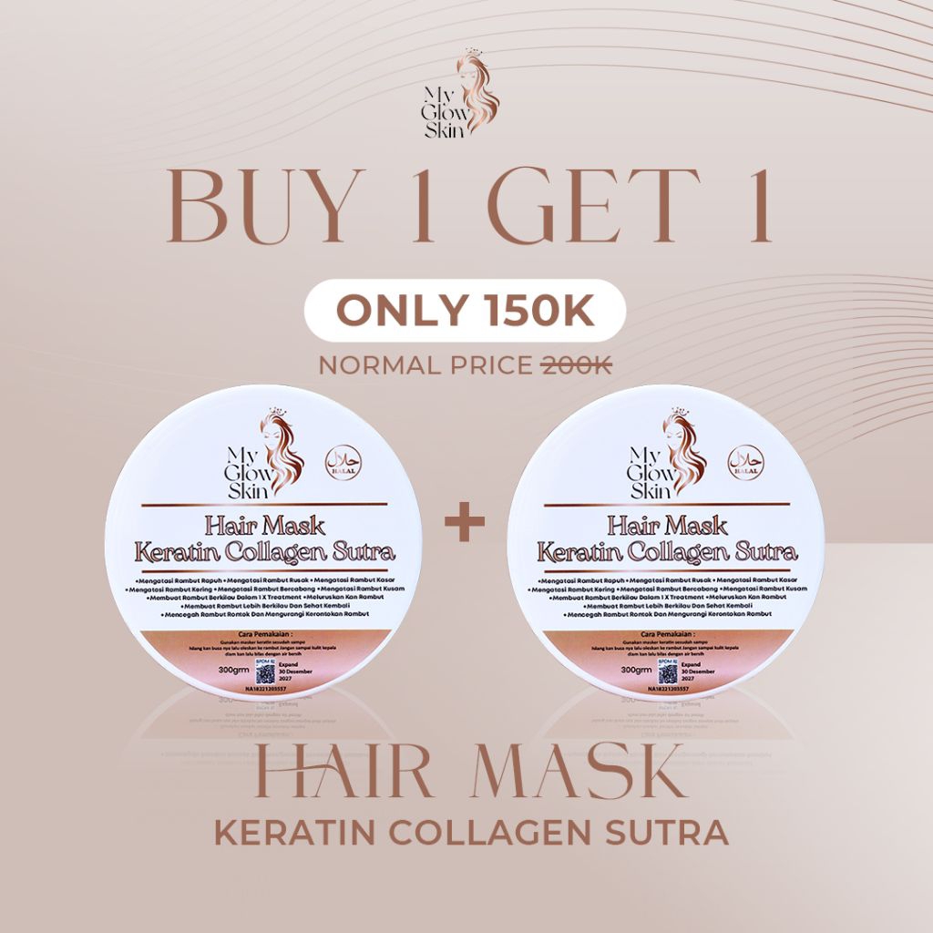(PAKET HEMAT) HAIR MASK KERATIN COLLAGEN My Glow Skincare (Perawatan Rambut Sehat)