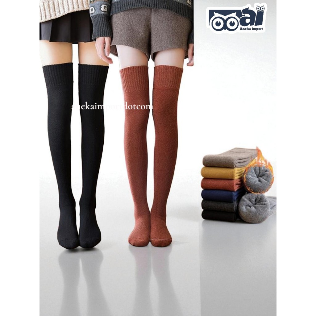 Kaos Kaki Tinggi Thermal Sepaha Stocking Winter Tebal Long Socks For Woman Kaus Kaki Panjang  Wanita