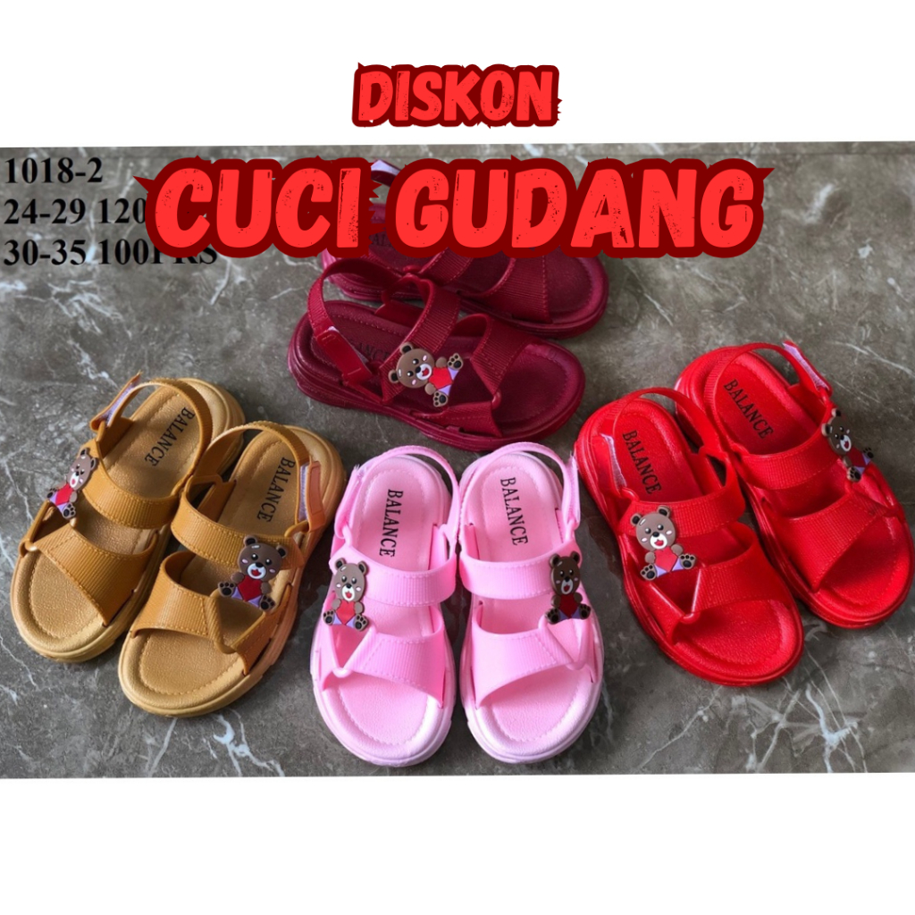 Sandal Anak Gunung Jelly Cewe Cowo Balance Karet Import 1018 Motif Beruang Teddy Bear Sendal Anak