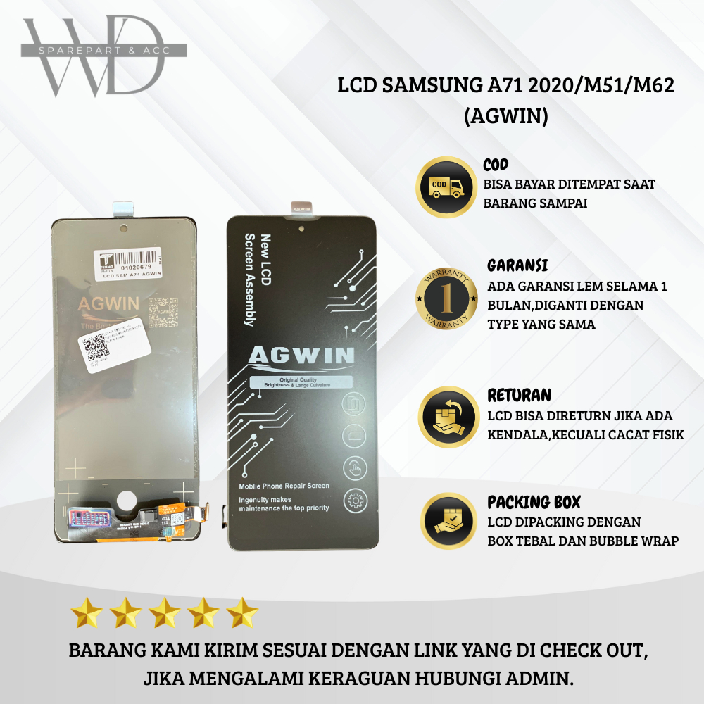 LCD SAMSUNG A71 2020/M51/M62 (AGWIN) FULLSET BERGARANSI ORI
