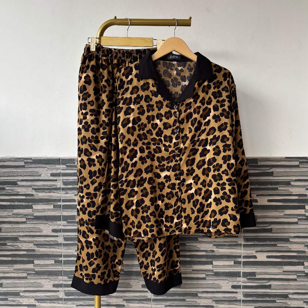 (Ld 120 Dan 140) Baju One Set Setelan Wanita Atasan Tangan Panjang Celana Panjang List Kombinasi Ber