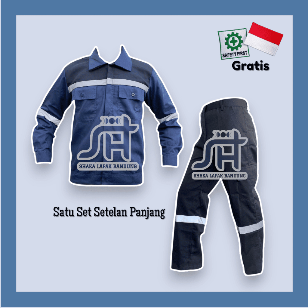 SETELAN WEARPACK WEARPACK ATASAN KEMEJA SAFETY STELAN WARNA DONGKER KOMBINASI PANJANG WEARPACK ATASA